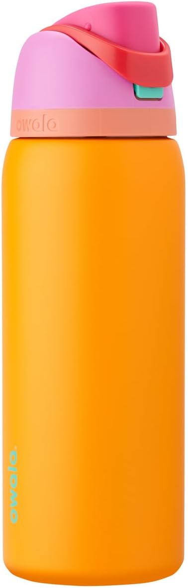 Owala FreeSip Insulated Stainless Steel Water Bottle with Straw, BPA-Free Sports Water Bottle, Great for Travel, 24 Oz, Very, Very Dark