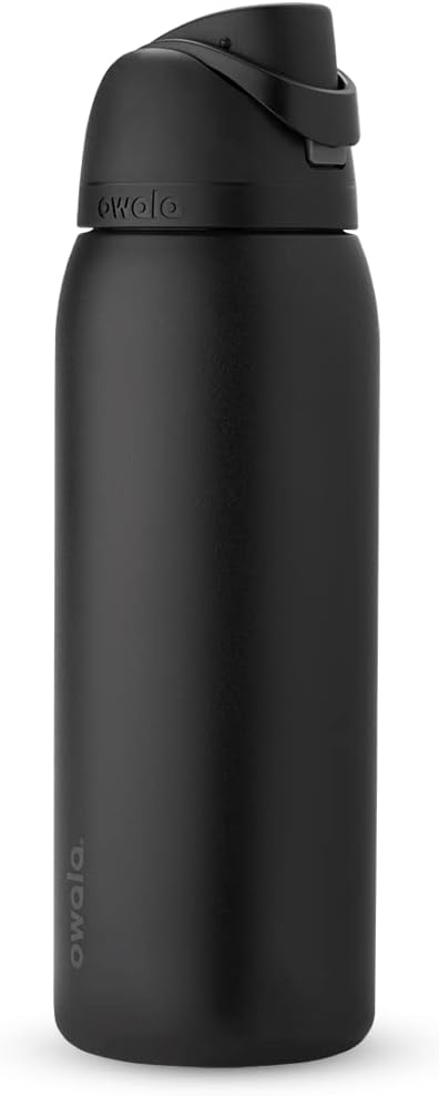 Owala FreeSip Insulated Stainless Steel Water Bottle with Straw, BPA-Free Sports Water Bottle, Great for Travel, 24 Oz, Very, Very Dark