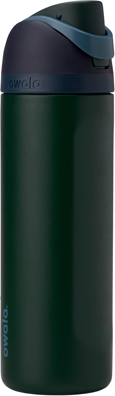 Owala FreeSip Insulated Stainless Steel Water Bottle with Straw, BPA-Free Sports Water Bottle, Great for Travel, 24 Oz, Very, Very Dark