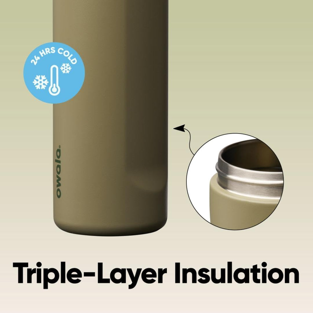 Owala FreeSip Insulated Stainless Steel Water Bottle with Straw, BPA-Free Sports Water Bottle, Great for Travel, 24 Oz, Very, Very Dark