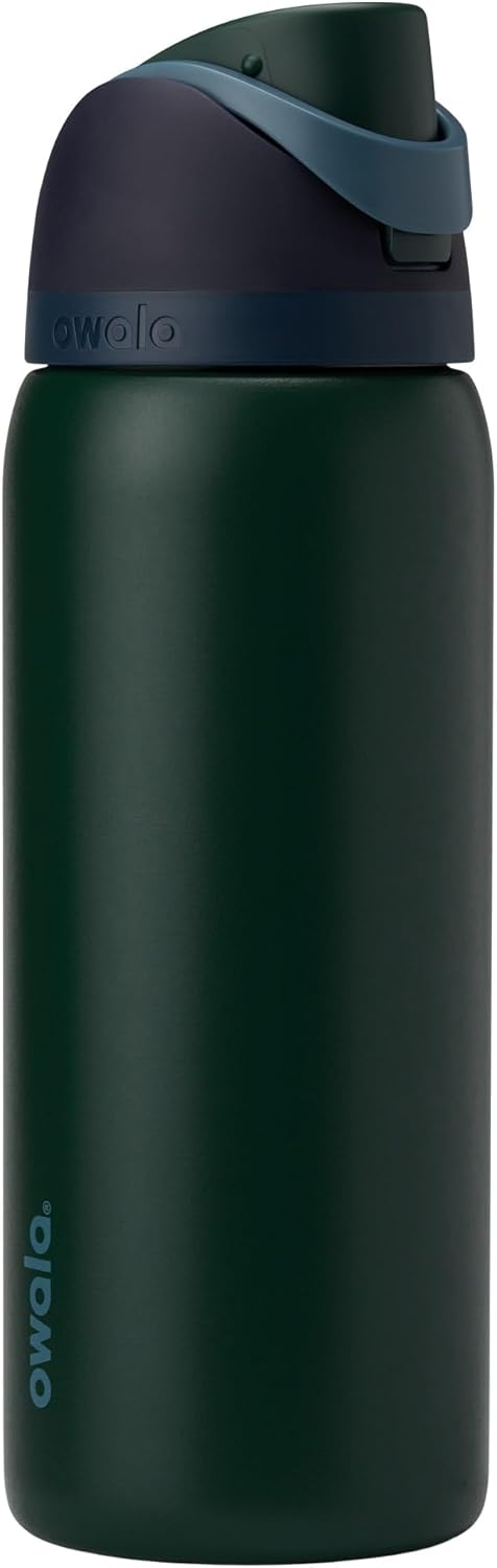 Owala FreeSip Insulated Stainless Steel Water Bottle with Straw, BPA-Free Sports Water Bottle, Great for Travel, 24 Oz, Very, Very Dark
