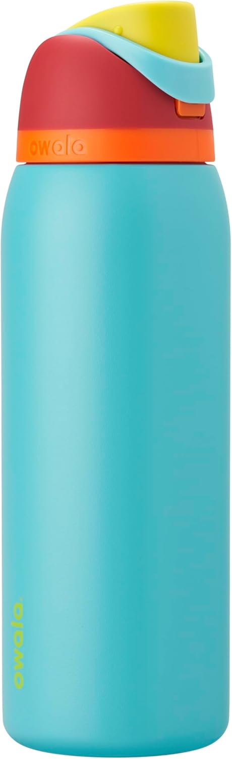 Owala FreeSip Insulated Stainless Steel Water Bottle with Straw, BPA-Free Sports Water Bottle, Great for Travel, 24 Oz, Very, Very Dark