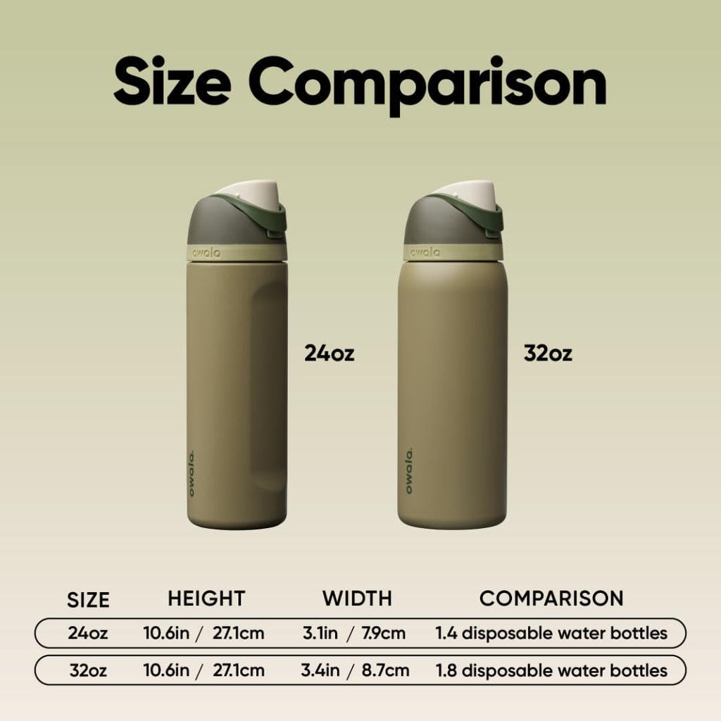 Owala FreeSip Insulated Stainless Steel Water Bottle with Straw, BPA-Free Sports Water Bottle, Great for Travel, 24 Oz, Very, Very Dark