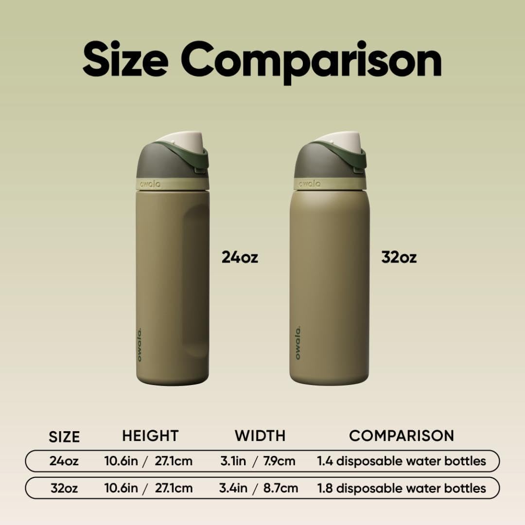 Owala FreeSip Insulated Stainless Steel Water Bottle with Straw, BPA-Free Sports Water Bottle, Great for Travel, 24 Oz, Very, Very Dark