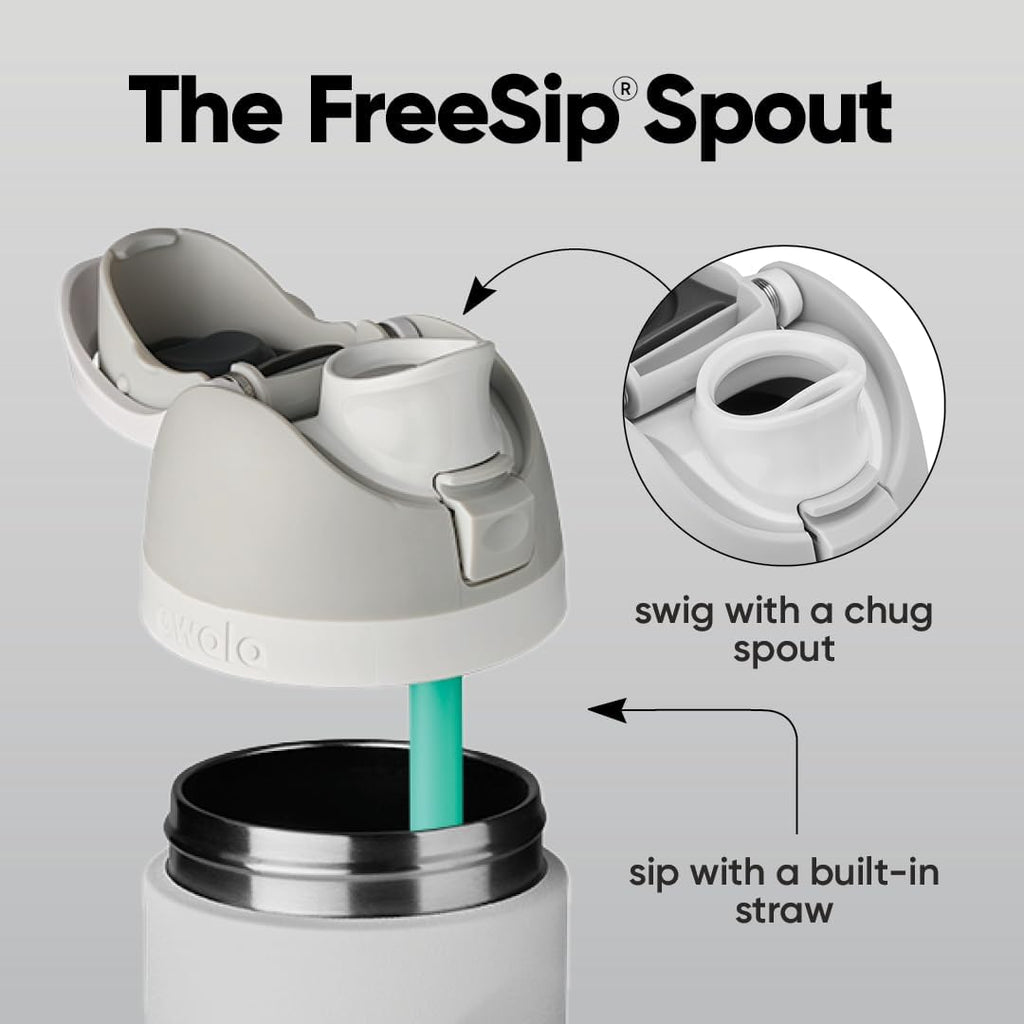 Owala FreeSip Insulated Stainless Steel Water Bottle with Straw, BPA-Free Sports Water Bottle, Great for Travel, 24 Oz, Very, Very Dark