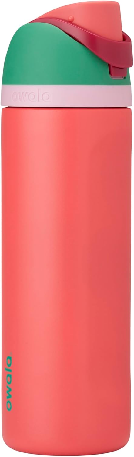 Owala FreeSip Insulated Stainless Steel Water Bottle with Straw, BPA-Free Sports Water Bottle, Great for Travel, 24 Oz, Very, Very Dark