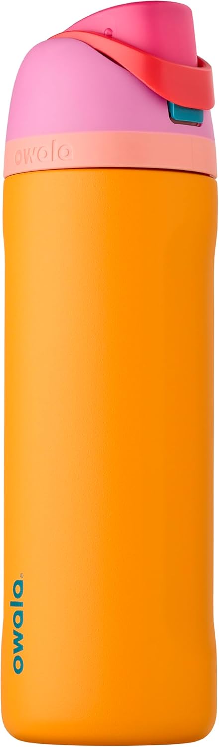 Owala FreeSip Insulated Stainless Steel Water Bottle with Straw, BPA-Free Sports Water Bottle, Great for Travel, 24 Oz, Very, Very Dark