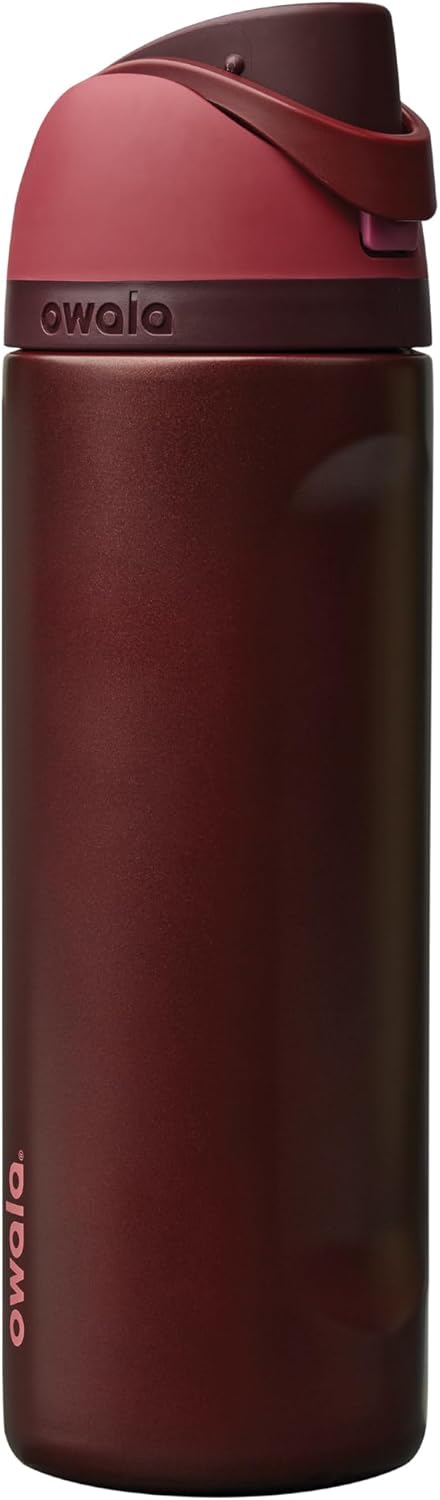 Owala FreeSip Insulated Stainless Steel Water Bottle with Straw, BPA-Free Sports Water Bottle, Great for Travel, 24 Oz, Very, Very Dark