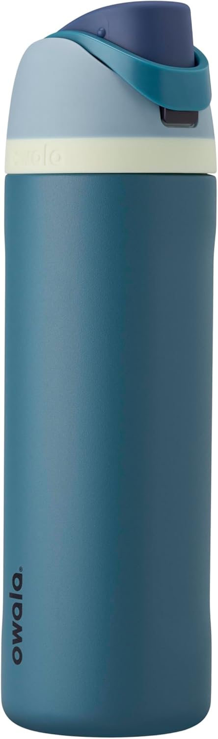 Owala FreeSip Insulated Stainless Steel Water Bottle with Straw, BPA-Free Sports Water Bottle, Great for Travel, 24 Oz, Very, Very Dark