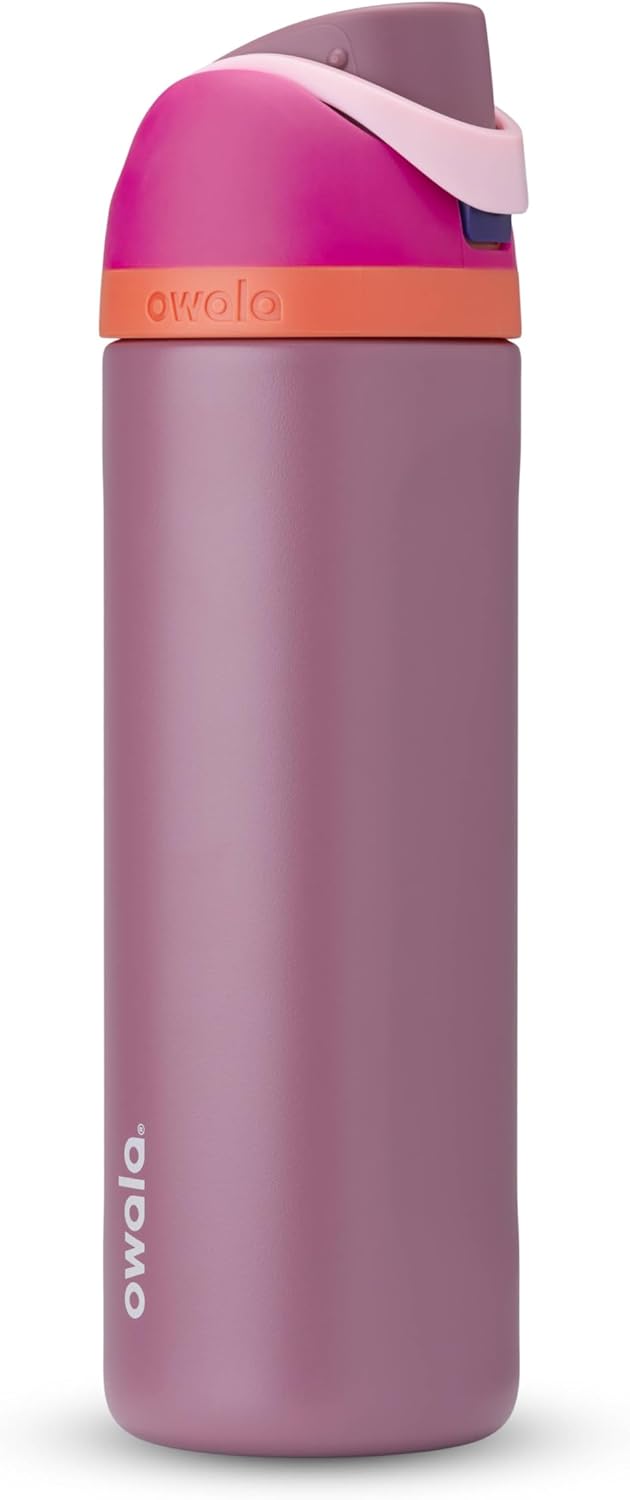 Owala FreeSip Insulated Stainless Steel Water Bottle with Straw, BPA-Free Sports Water Bottle, Great for Travel, 24 Oz, Very, Very Dark
