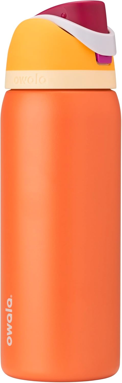 Owala FreeSip Insulated Stainless Steel Water Bottle with Straw, BPA-Free Sports Water Bottle, Great for Travel, 24 Oz, Very, Very Dark