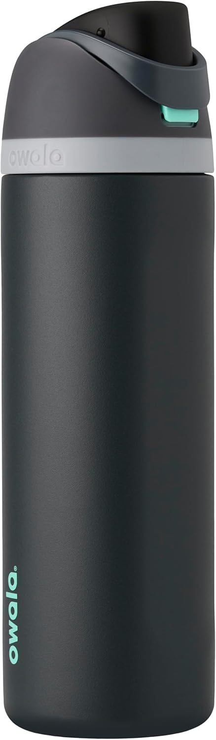 Owala FreeSip Insulated Stainless Steel Water Bottle with Straw, BPA-Free Sports Water Bottle, Great for Travel, 24 Oz, Very, Very Dark