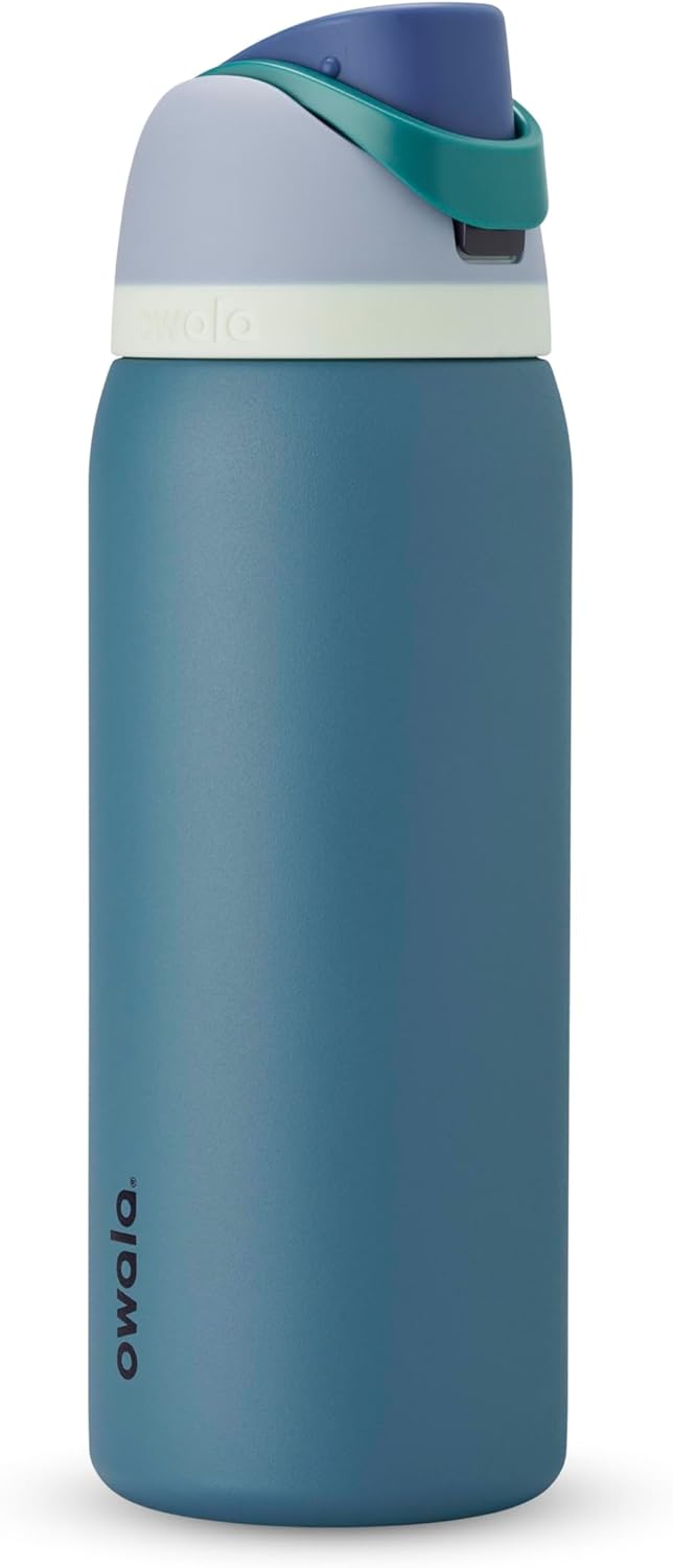 Owala FreeSip Insulated Stainless Steel Water Bottle with Straw, BPA-Free Sports Water Bottle, Great for Travel, 24 Oz, Very, Very Dark