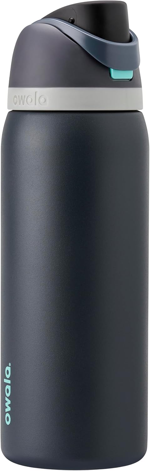 Owala FreeSip Insulated Stainless Steel Water Bottle with Straw, BPA-Free Sports Water Bottle, Great for Travel, 24 Oz, Very, Very Dark