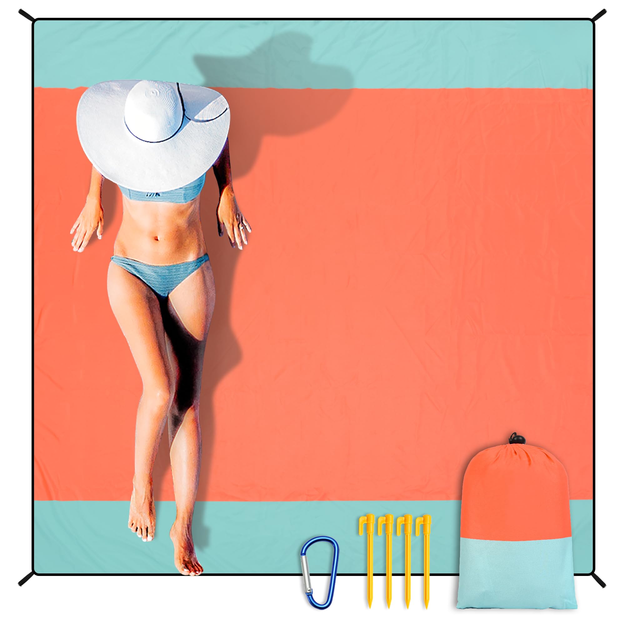 HIHOHO Beach Blanket Waterproof Sandproof Extra Large Beach Mat 79" X 83"/120"x108"for 1-8 Adults Quick Drying Durable Outdoor Picnic Mat for Beach Travel Camping Hiking