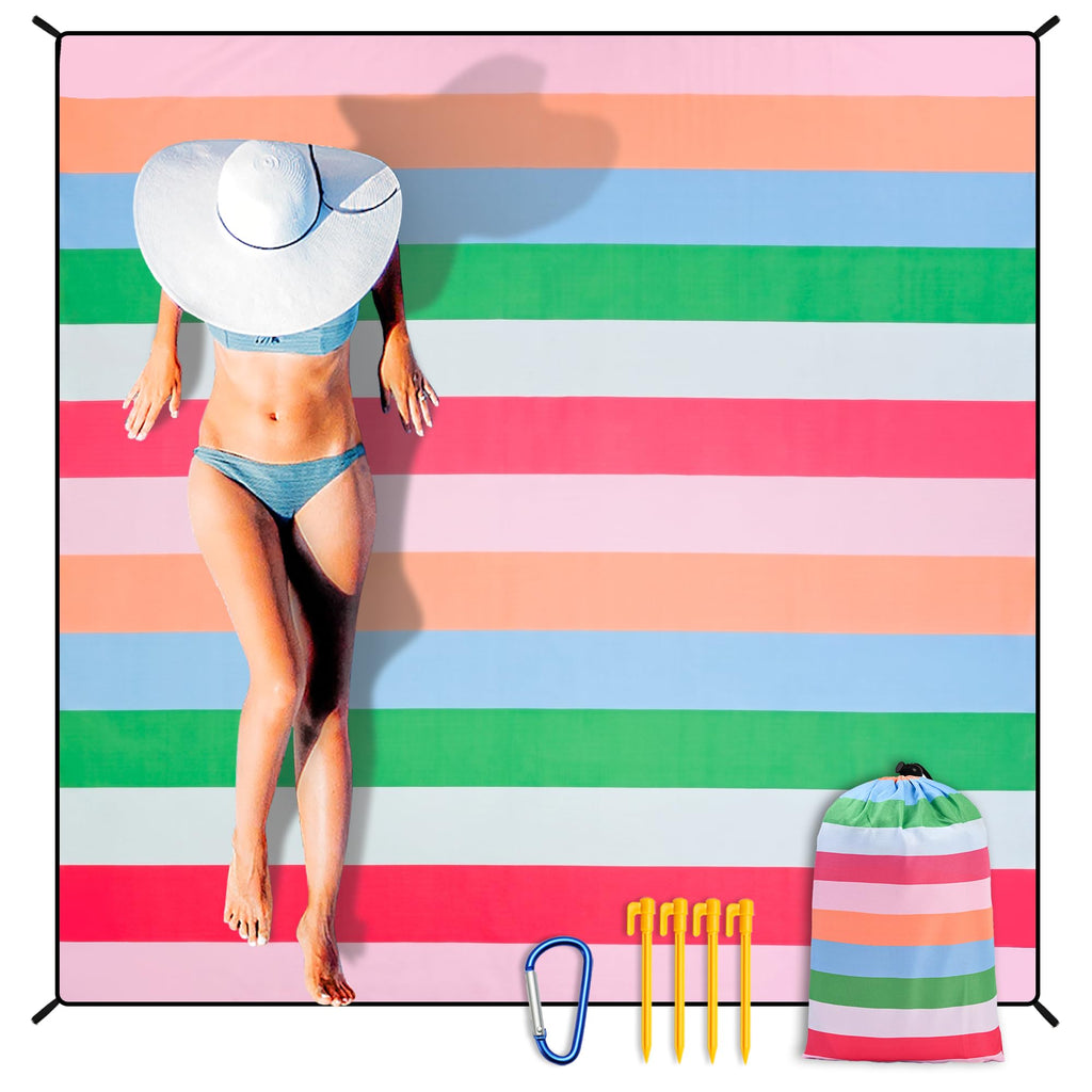 HIHOHO Beach Blanket Waterproof Sandproof Extra Large Beach Mat 79" X 83"/120"x108"for 1-8 Adults Quick Drying Durable Outdoor Picnic Mat for Beach Travel Camping Hiking