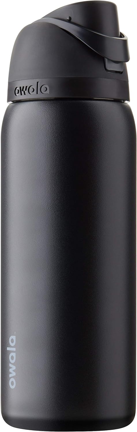 Owala FreeSip Insulated Stainless Steel Water Bottle with Straw, BPA-Free Sports Water Bottle, Great for Travel, 24 Oz, Very, Very Dark