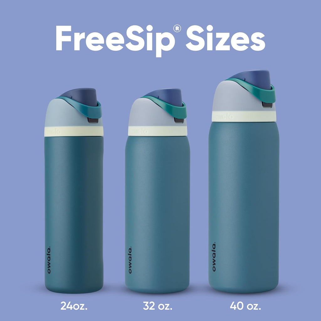 Owala FreeSip Insulated Stainless Steel Water Bottle with Straw, BPA-Free Sports Water Bottle, Great for Travel, 24 Oz, Very, Very Dark