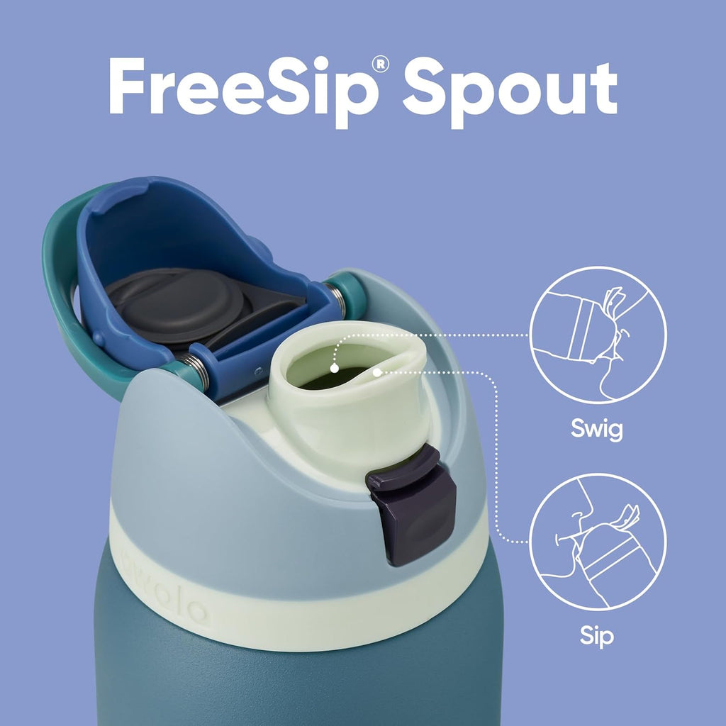 Owala FreeSip Insulated Stainless Steel Water Bottle with Straw, BPA-Free Sports Water Bottle, Great for Travel, 24 Oz, Very, Very Dark