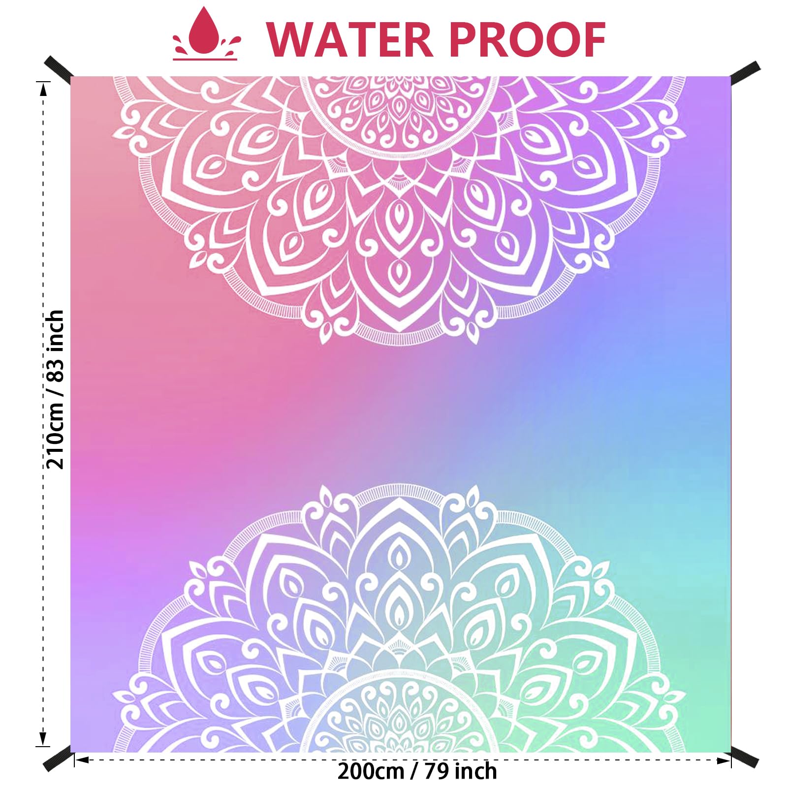 HIHOHO Beach Blanket Waterproof Sandproof Extra Large Beach Mat 79" X 83"/120"x108"for 1-8 Adults Quick Drying Durable Outdoor Picnic Mat for Beach Travel Camping Hiking