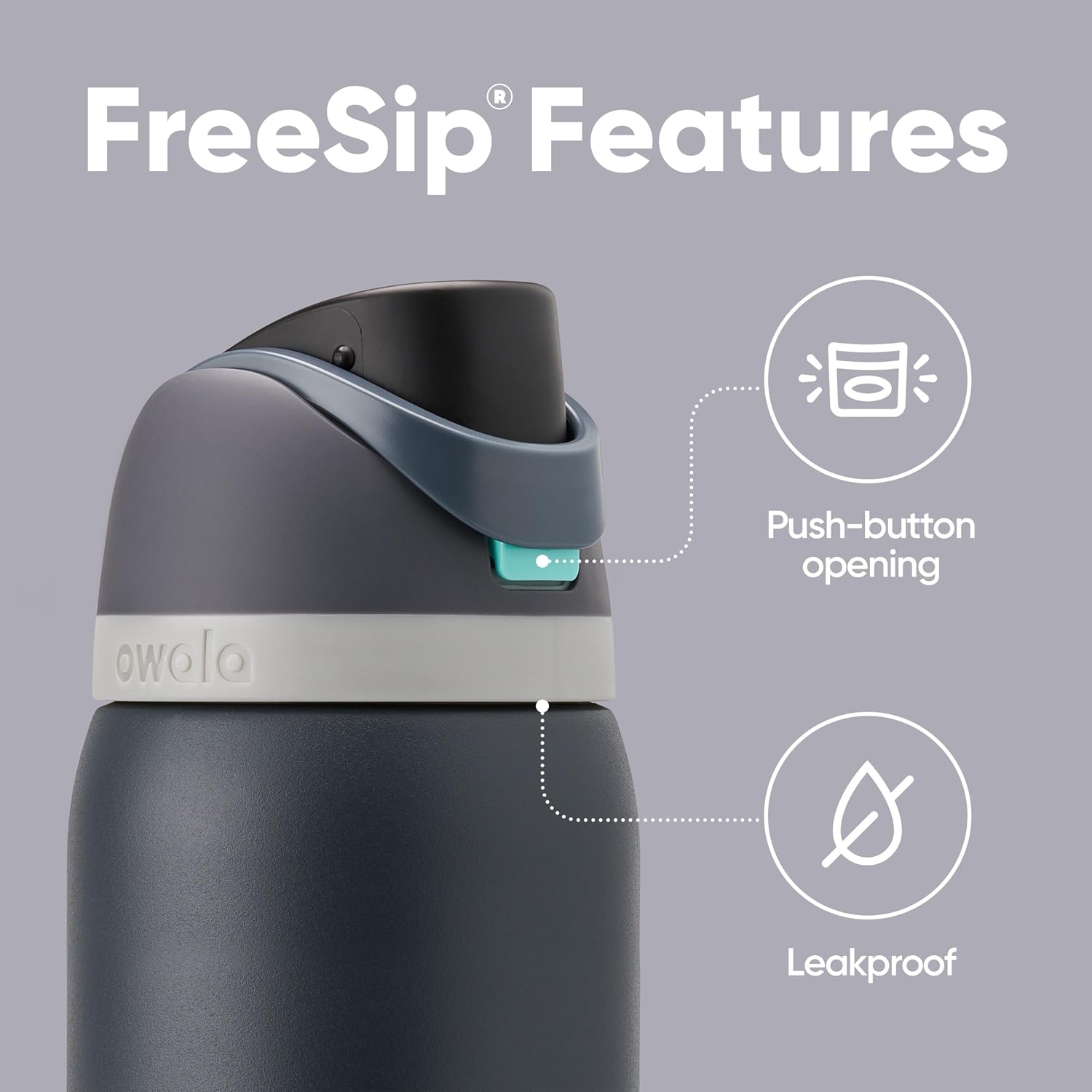 Owala FreeSip Insulated Stainless Steel Water Bottle with Straw, BPA-Free Sports Water Bottle, Great for Travel, 24 Oz, Very, Very Dark