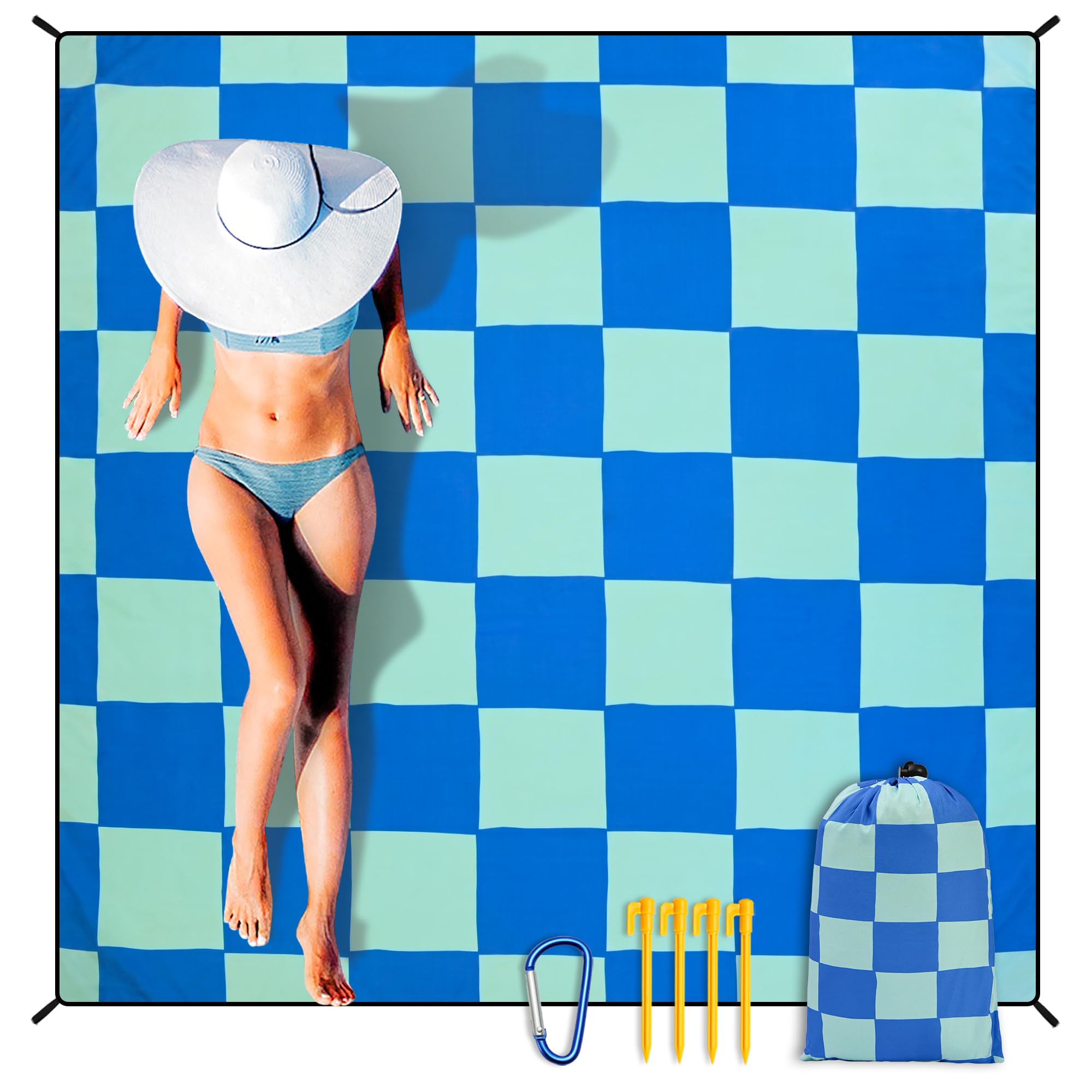 HIHOHO Beach Blanket Waterproof Sandproof Extra Large Beach Mat 79" X 83"/120"x108"for 1-8 Adults Quick Drying Durable Outdoor Picnic Mat for Beach Travel Camping Hiking