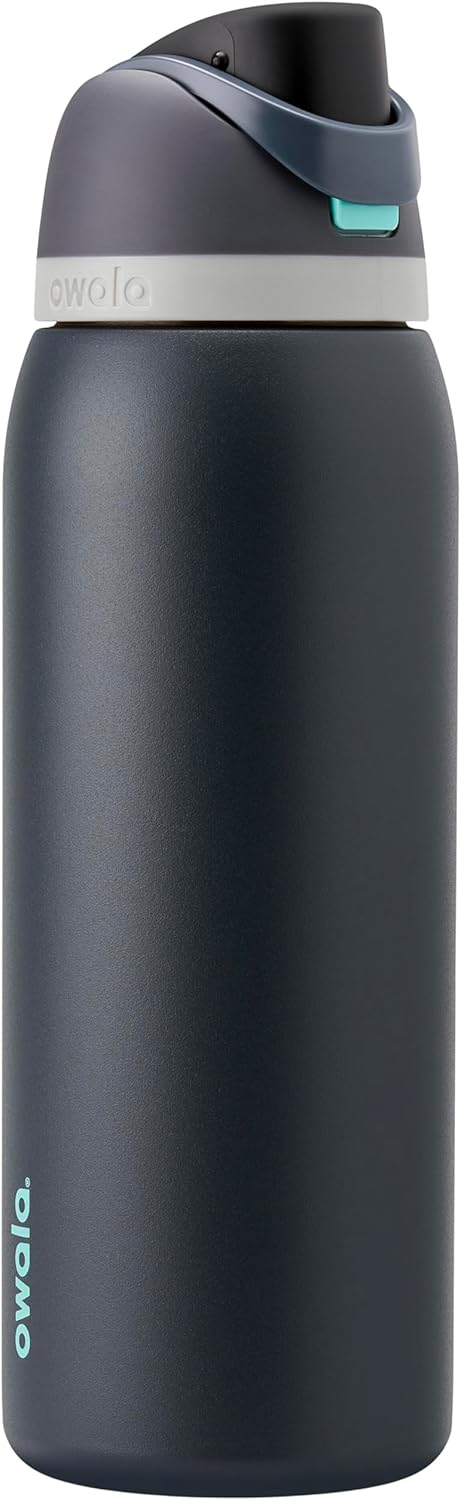 Owala FreeSip Insulated Stainless Steel Water Bottle with Straw, BPA-Free Sports Water Bottle, Great for Travel, 24 Oz, Very, Very Dark