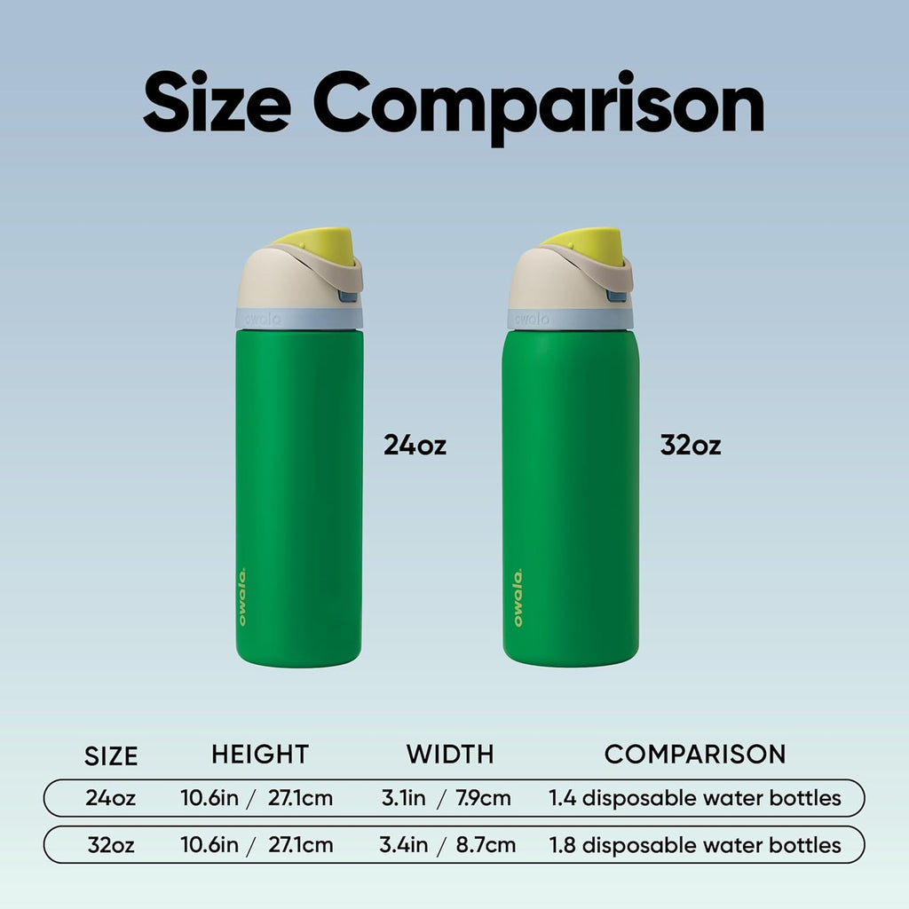 Owala FreeSip Insulated Stainless Steel Water Bottle with Straw, BPA-Free Sports Water Bottle, Great for Travel, 24 Oz, Very, Very Dark