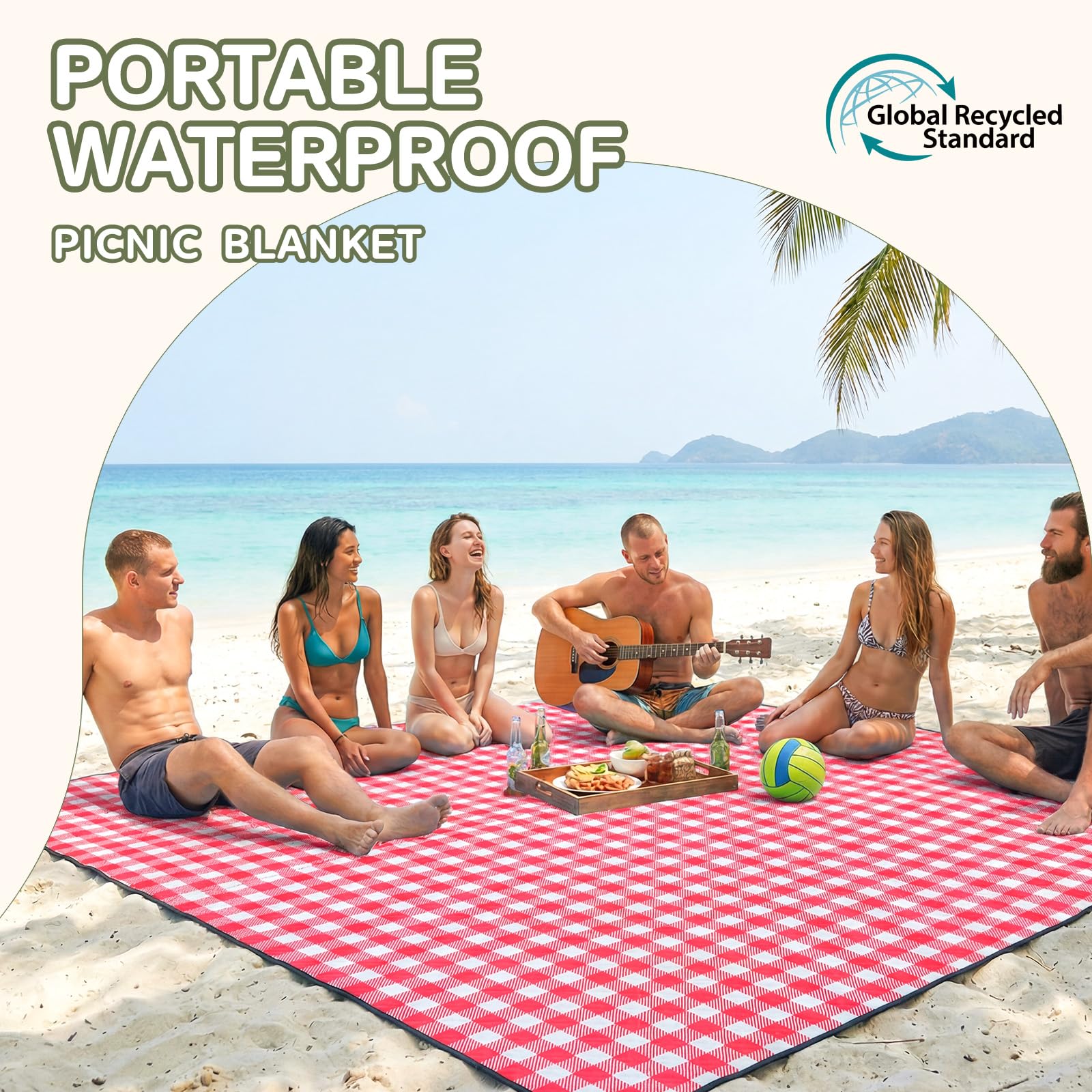Genovega Waterproof Picnic Blanket Beach Outdoor Camping Mat Rug Extra Large Foldable Cute Big Travel Essential Accessories Gift Park Patio Lawn Garden Grass Play Music Festival Concert Must Have