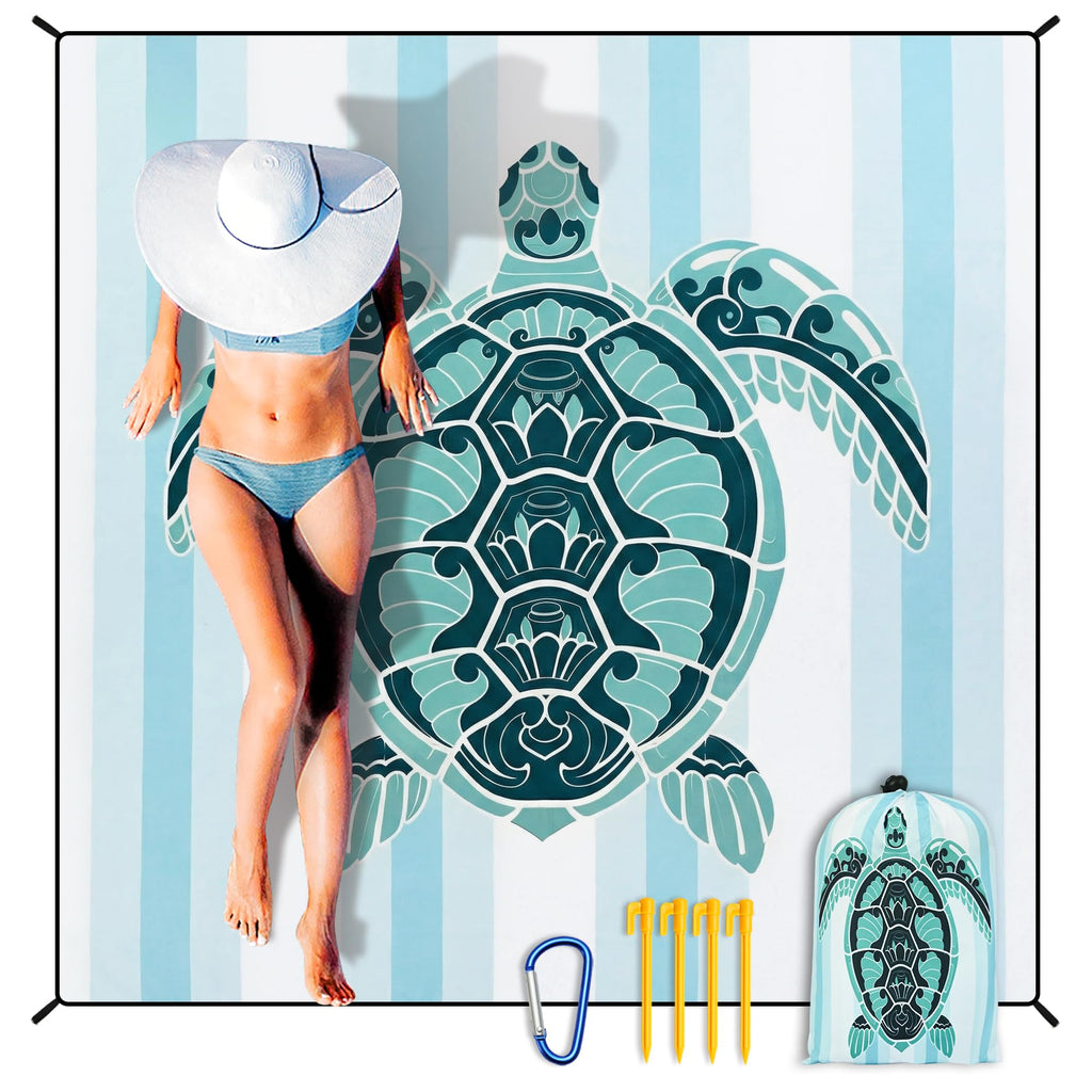 HIHOHO Beach Blanket Waterproof Sandproof Extra Large Beach Mat 79" X 83"/120"x108"for 1-8 Adults Quick Drying Durable Outdoor Picnic Mat for Beach Travel Camping Hiking