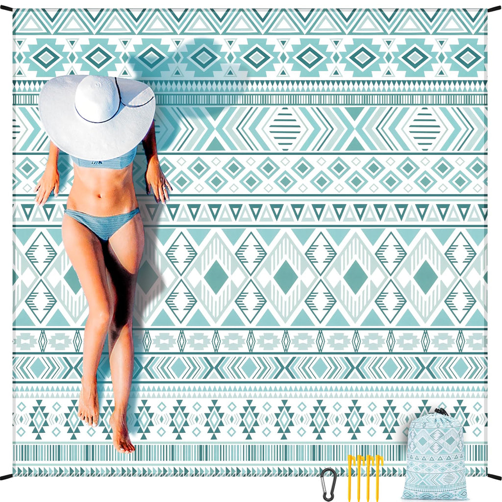 HIHOHO Beach Blanket Waterproof Sandproof Extra Large Beach Mat 79" X 83"/120"x108"for 1-8 Adults Quick Drying Durable Outdoor Picnic Mat for Beach Travel Camping Hiking