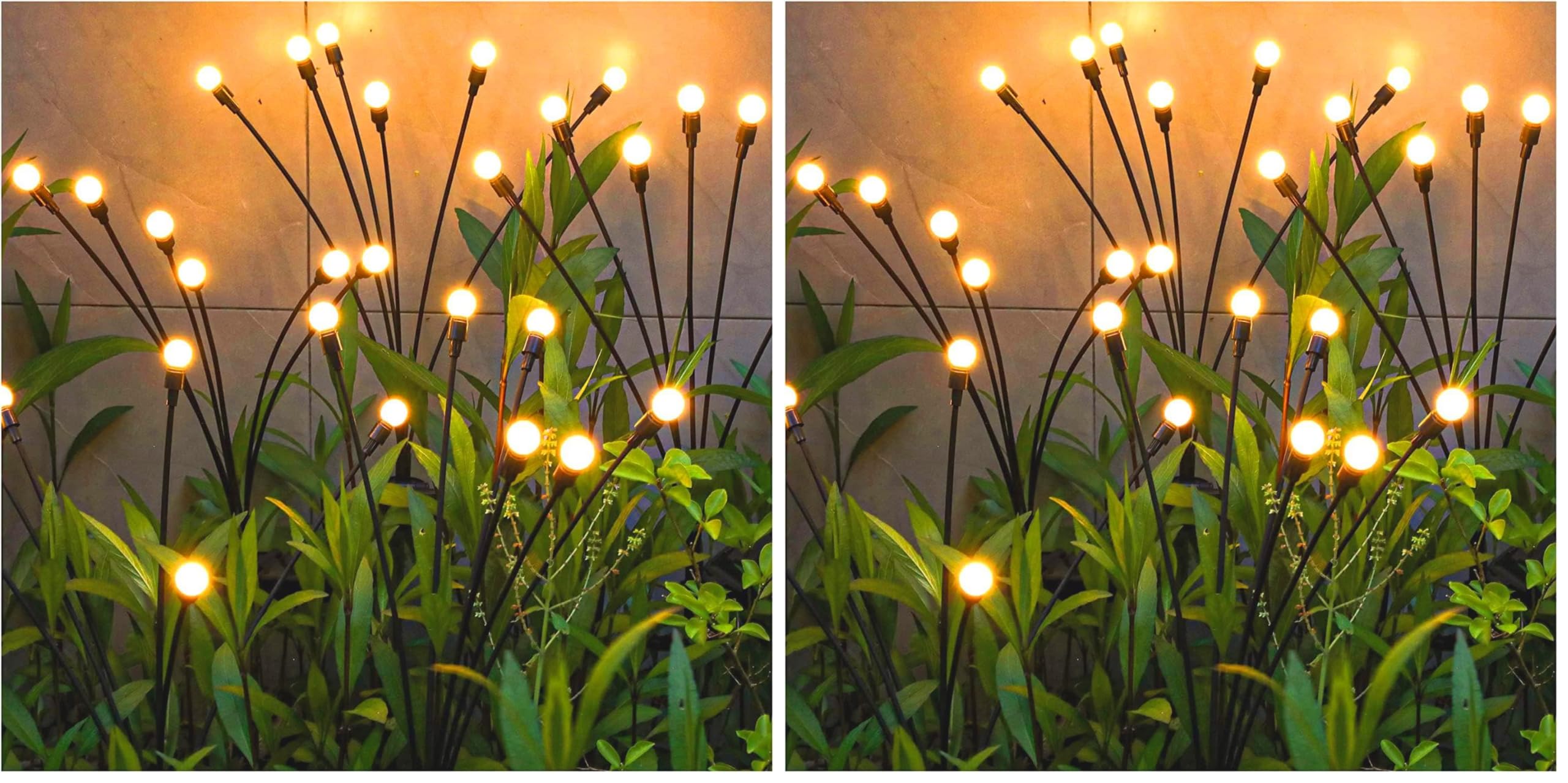 TONULAX Solar Garden Lights - Upgraded Solar Swaying Light, Sway by Wind, Outdoor Lights, Yard Patio Pathway Decoration, High Flexibility Iron Wire & Heavy Bulb Base, Warm White(2 Pack)