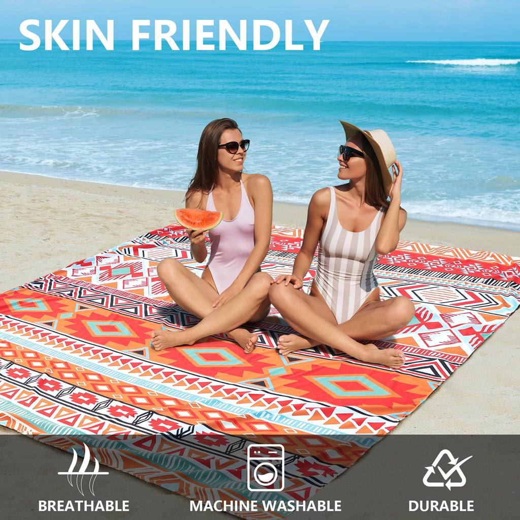 HIHOHO Beach Blanket Waterproof Sandproof Extra Large Beach Mat 79" X 83"/120"x108"for 1-8 Adults Quick Drying Durable Outdoor Picnic Mat for Beach Travel Camping Hiking