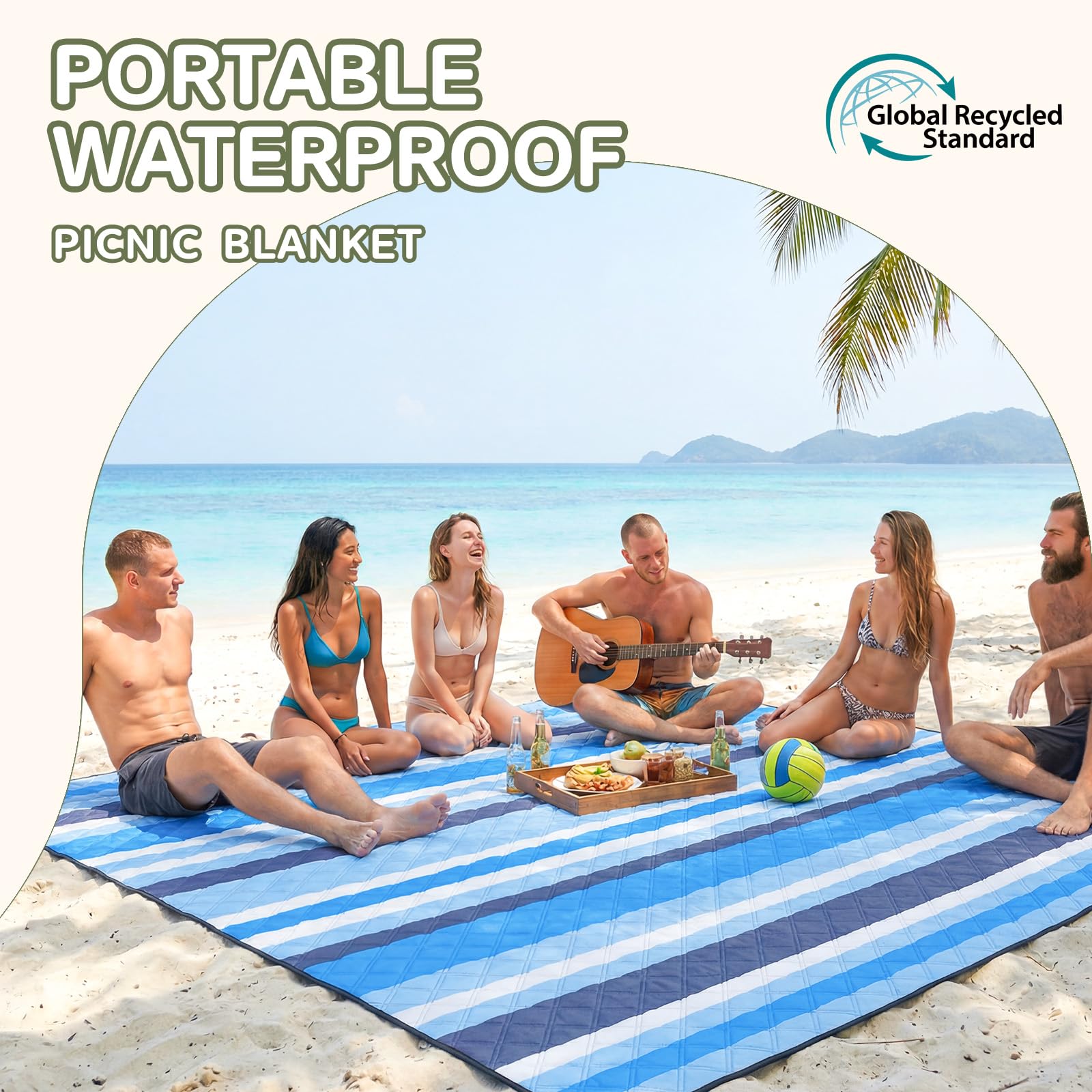 Genovega Waterproof Picnic Blanket Beach Outdoor Camping Mat Rug Extra Large Foldable Cute Big Travel Essential Accessories Gift Park Patio Lawn Garden Grass Play Music Festival Concert Must Have