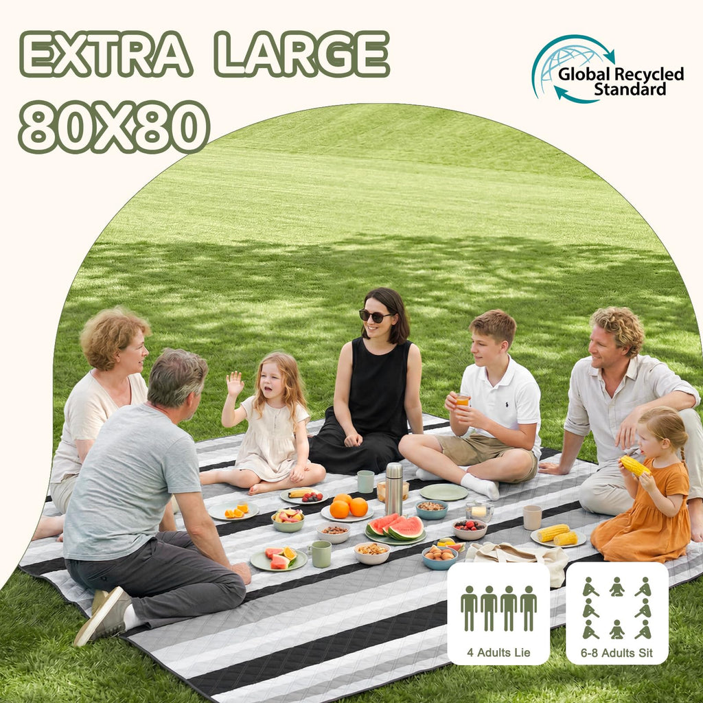 Genovega Waterproof Picnic Blanket Beach Outdoor Camping Mat Rug Extra Large Foldable Cute Big Travel Essential Accessories Gift Park Patio Lawn Garden Grass Play Music Festival Concert Must Have