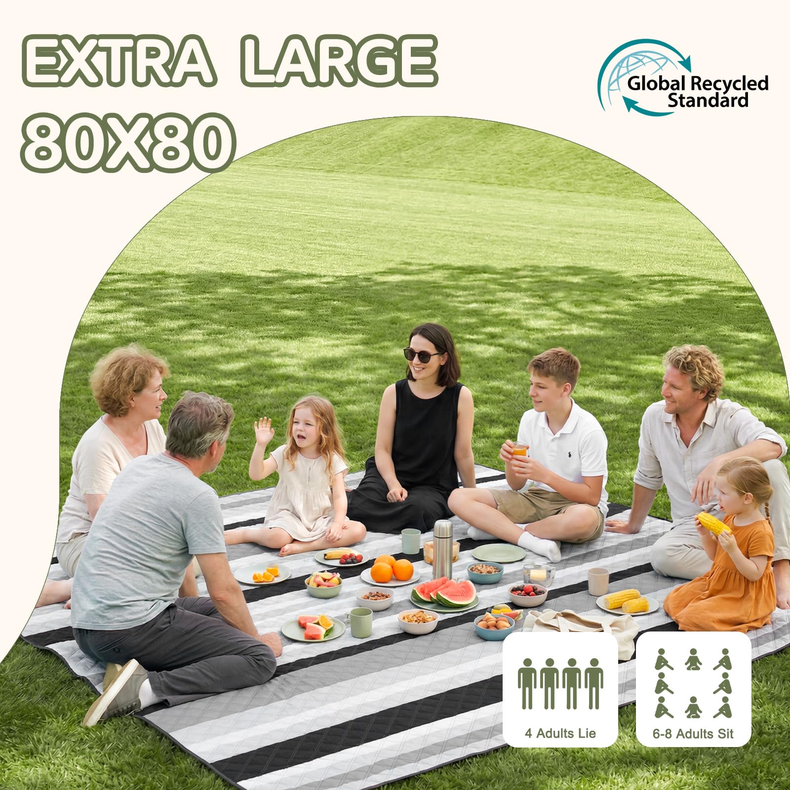 Genovega Waterproof Picnic Blanket Beach Outdoor Camping Mat Rug Extra Large Foldable Cute Big Travel Essential Accessories Gift Park Patio Lawn Garden Grass Play Music Festival Concert Must Have