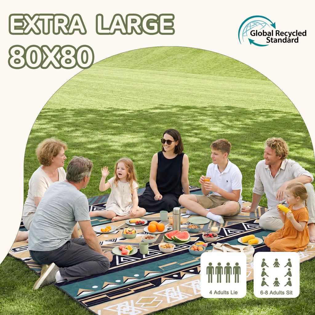 Genovega Waterproof Picnic Blanket Beach Outdoor Camping Mat Rug Extra Large Foldable Cute Big Travel Essential Accessories Gift Park Patio Lawn Garden Grass Play Music Festival Concert Must Have