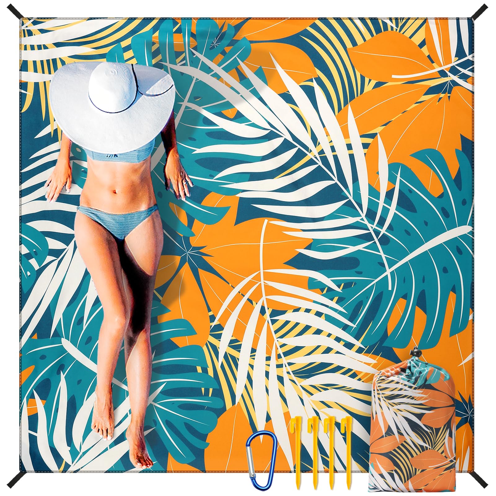 HIHOHO Beach Blanket Waterproof Sandproof Extra Large Beach Mat 79" X 83"/120"x108"for 1-8 Adults Quick Drying Durable Outdoor Picnic Mat for Beach Travel Camping Hiking