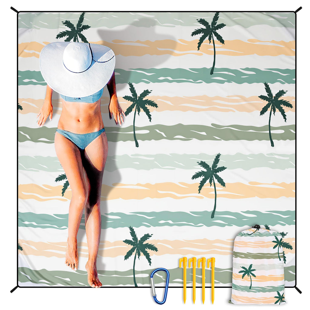 HIHOHO Beach Blanket Waterproof Sandproof Extra Large Beach Mat 79" X 83"/120"x108"for 1-8 Adults Quick Drying Durable Outdoor Picnic Mat for Beach Travel Camping Hiking