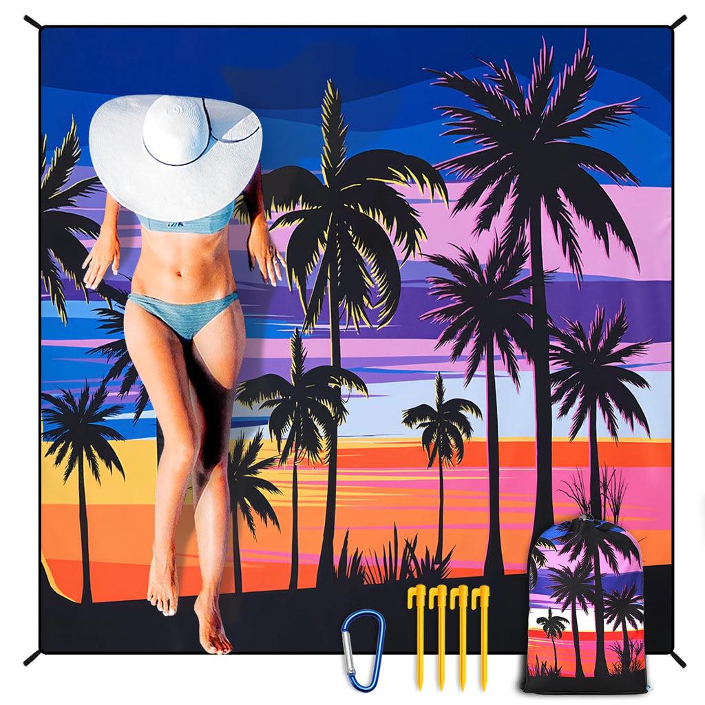 HIHOHO Beach Blanket Waterproof Sandproof Extra Large Beach Mat 79" X 83"/120"x108"for 1-8 Adults Quick Drying Durable Outdoor Picnic Mat for Beach Travel Camping Hiking