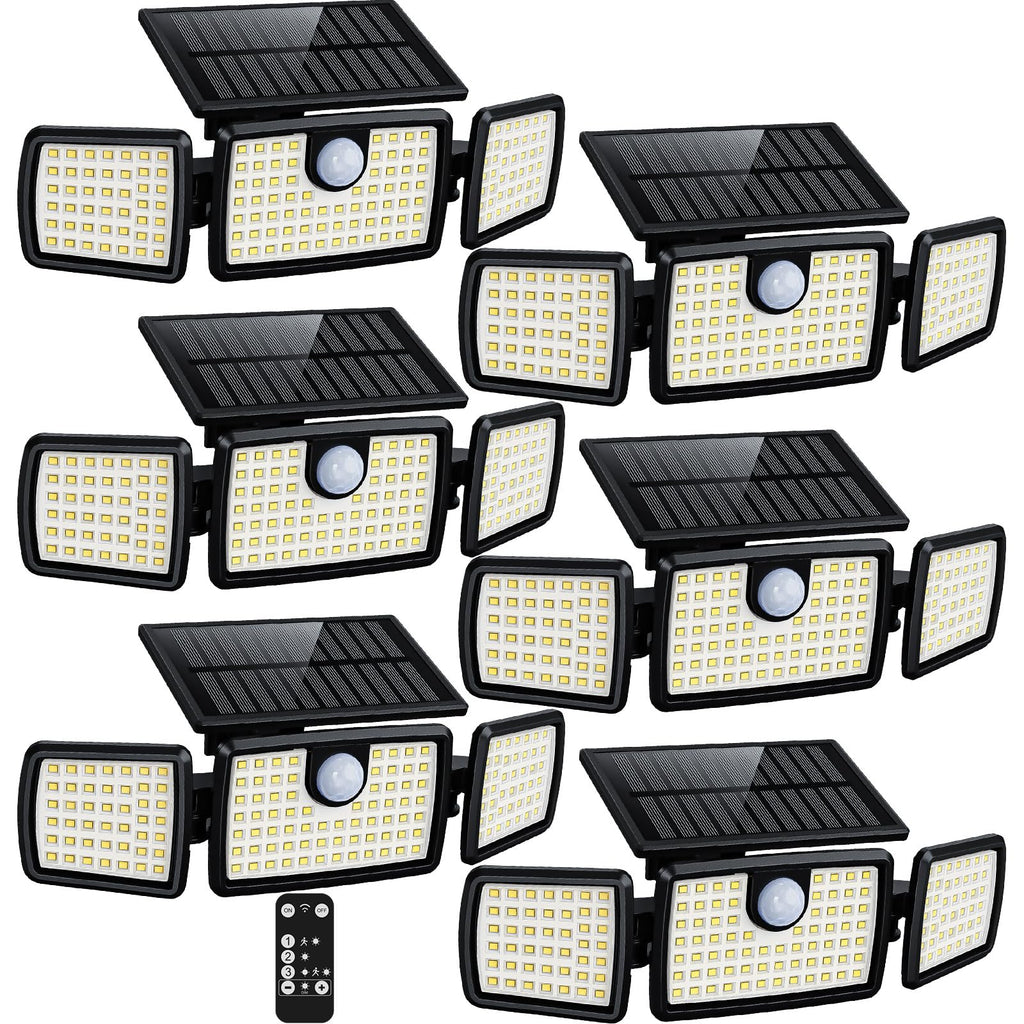 MIHANI Solar Flood Lights Outdoor, 2500LM Motion Sensor Security Lights with 270° Wide Angle, IP65 Waterproof, 3 Heads Solar Outdoor Lights for Patio, Yard, House, Garage (Non-Remote, 2 Pack)