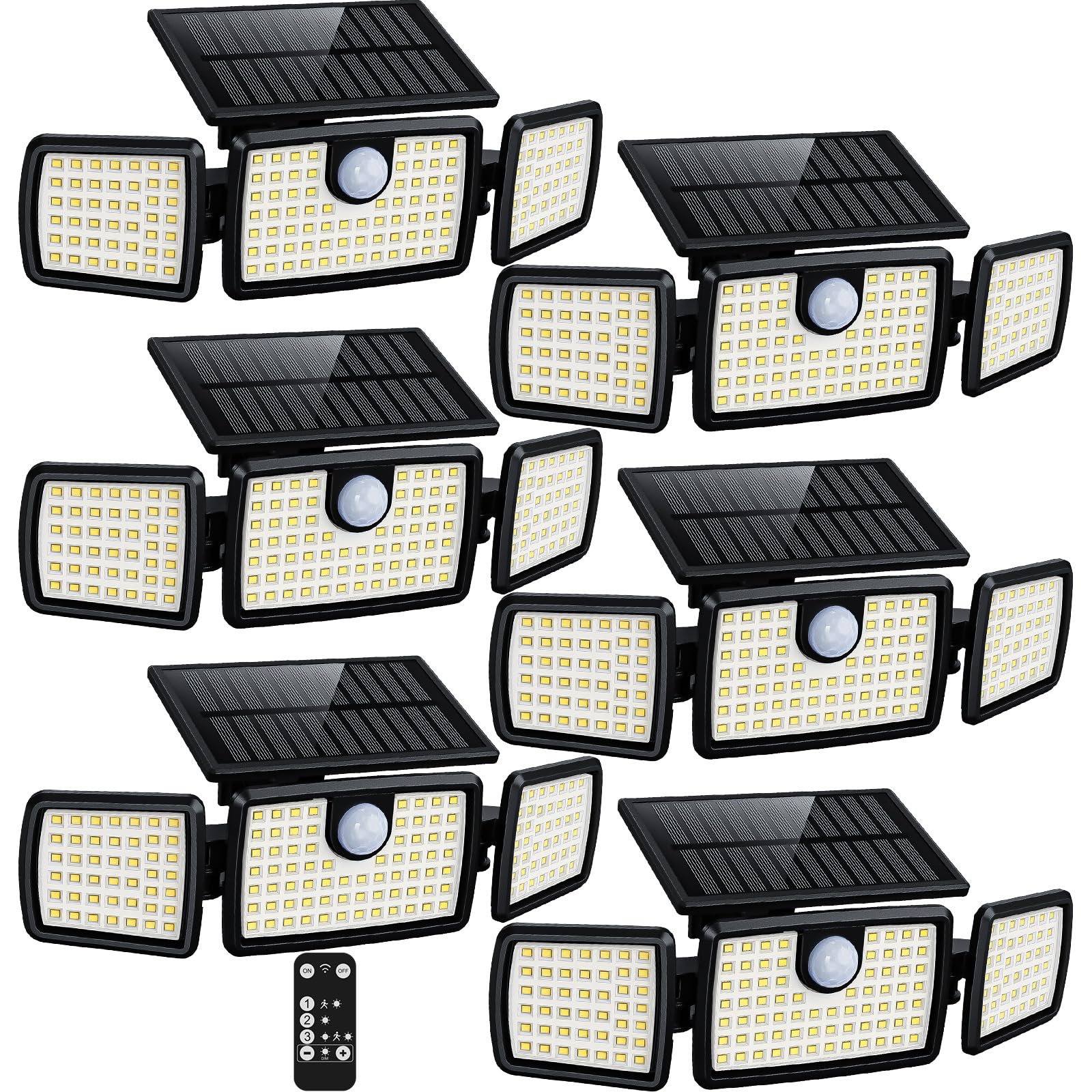 MIHANI Solar Flood Lights Outdoor, 2500LM Motion Sensor Security Lights with 270° Wide Angle, IP65 Waterproof, 3 Heads Solar Outdoor Lights for Patio, Yard, House, Garage (Non-Remote, 2 Pack)