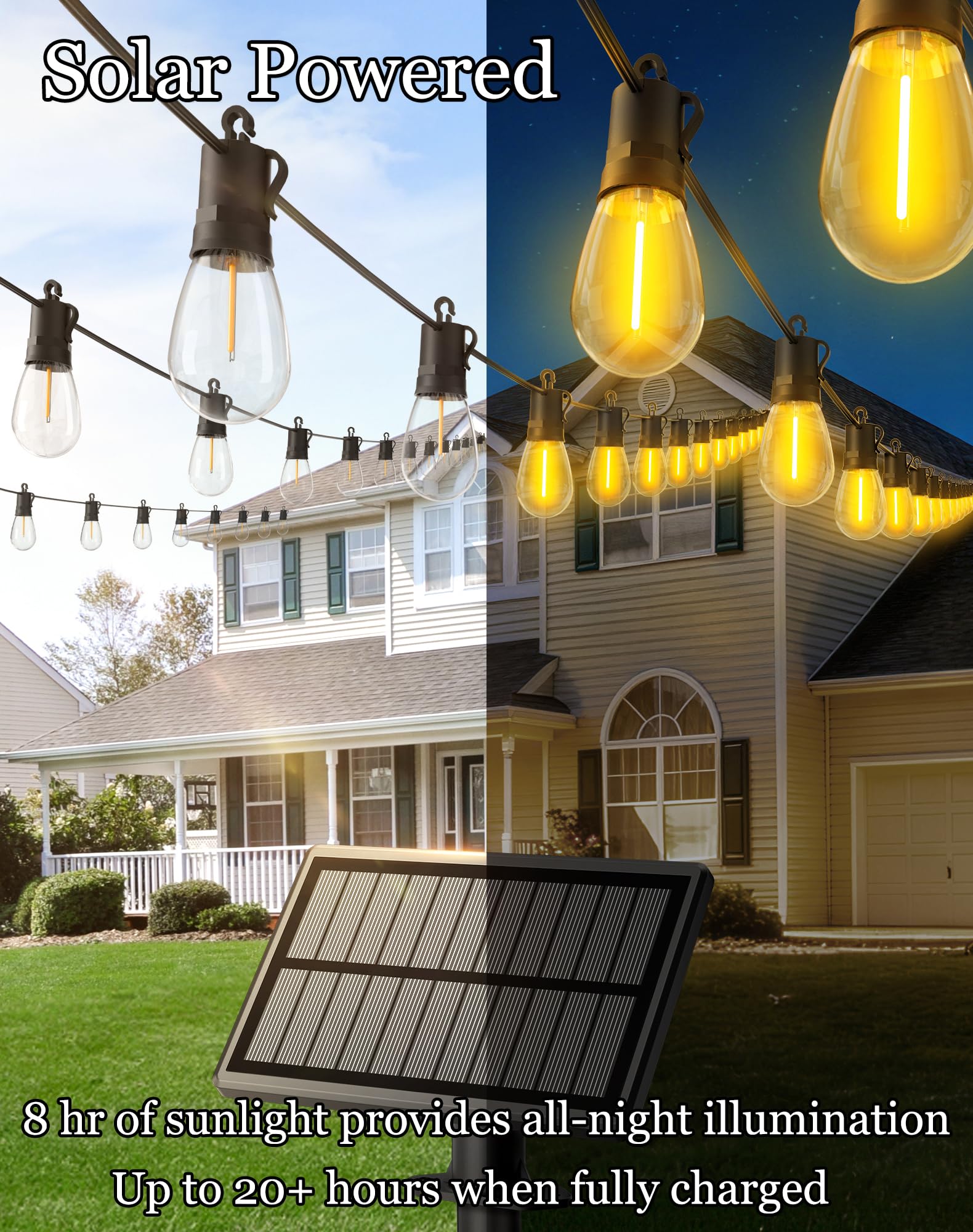 50ft-Solar-Powered-Lights-Outdoor-Waterproof-String Lights-Outside-Patio-Yard-Garden-Fence-Backyard-Deck-Porch-Balcony-Patios-Camping-Battery-Operated-LED-Fairy-Strip-Lighting-Hanging-Edison-Bulbs-S14