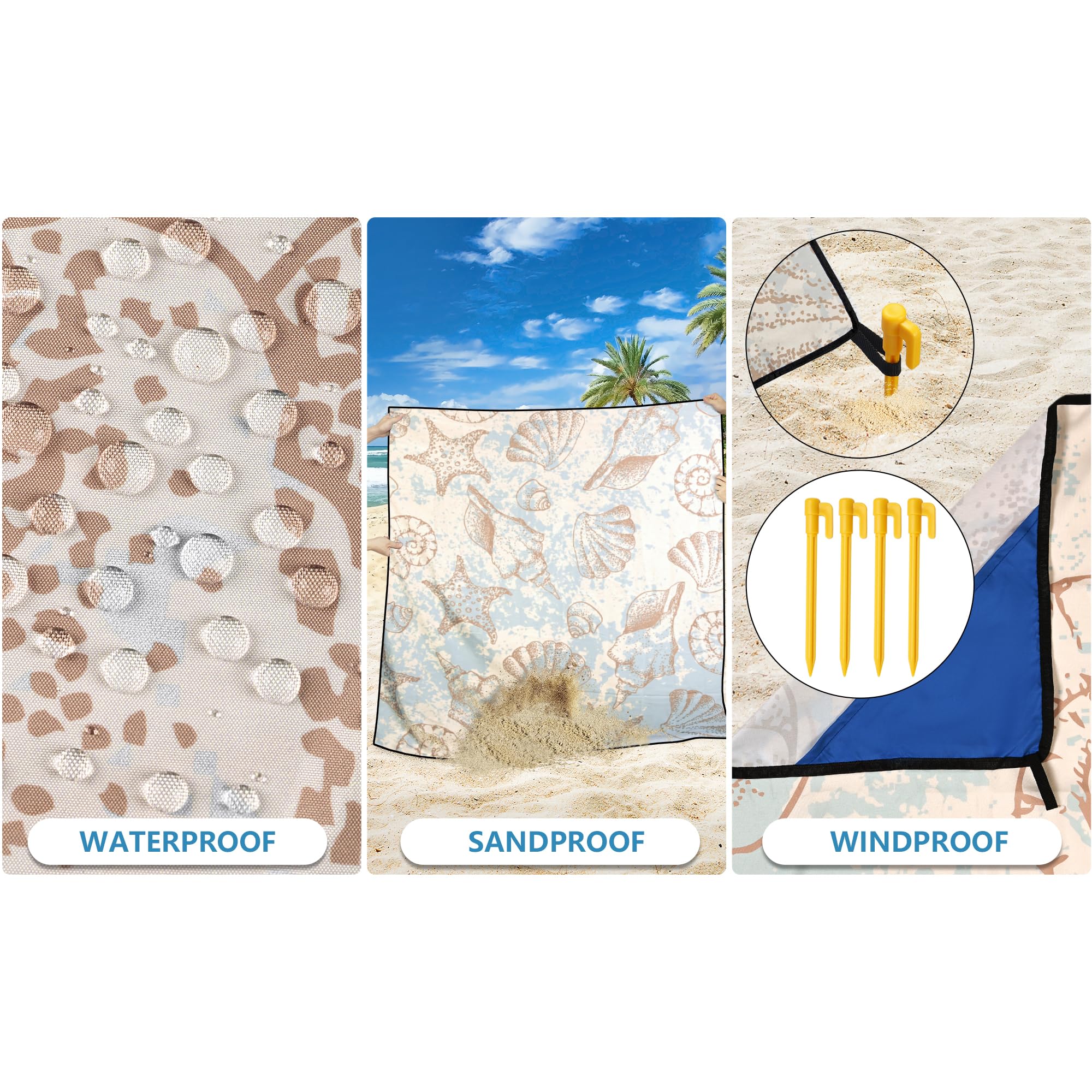 HIHOHO Beach Blanket Waterproof Sandproof Extra Large Beach Mat 79" X 83"/120"x108"for 1-8 Adults Quick Drying Durable Outdoor Picnic Mat for Beach Travel Camping Hiking
