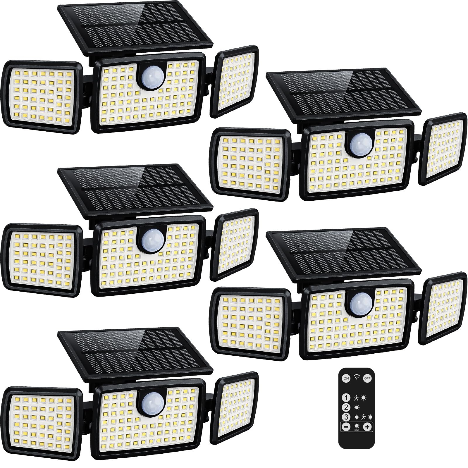 MIHANI Solar Flood Lights Outdoor, 2500LM Motion Sensor Security Lights with 270° Wide Angle, IP65 Waterproof, 3 Heads Solar Outdoor Lights for Patio, Yard, House, Garage (Non-Remote, 2 Pack)