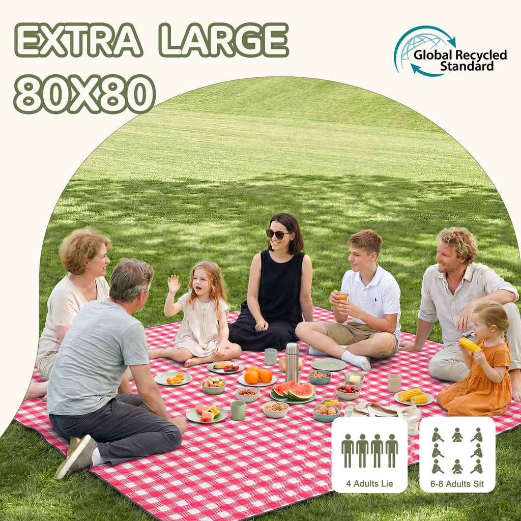 Genovega Waterproof Picnic Blanket Beach Outdoor Camping Mat Rug Extra Large Foldable Cute Big Travel Essential Accessories Gift Park Patio Lawn Garden Grass Play Music Festival Concert Must Have