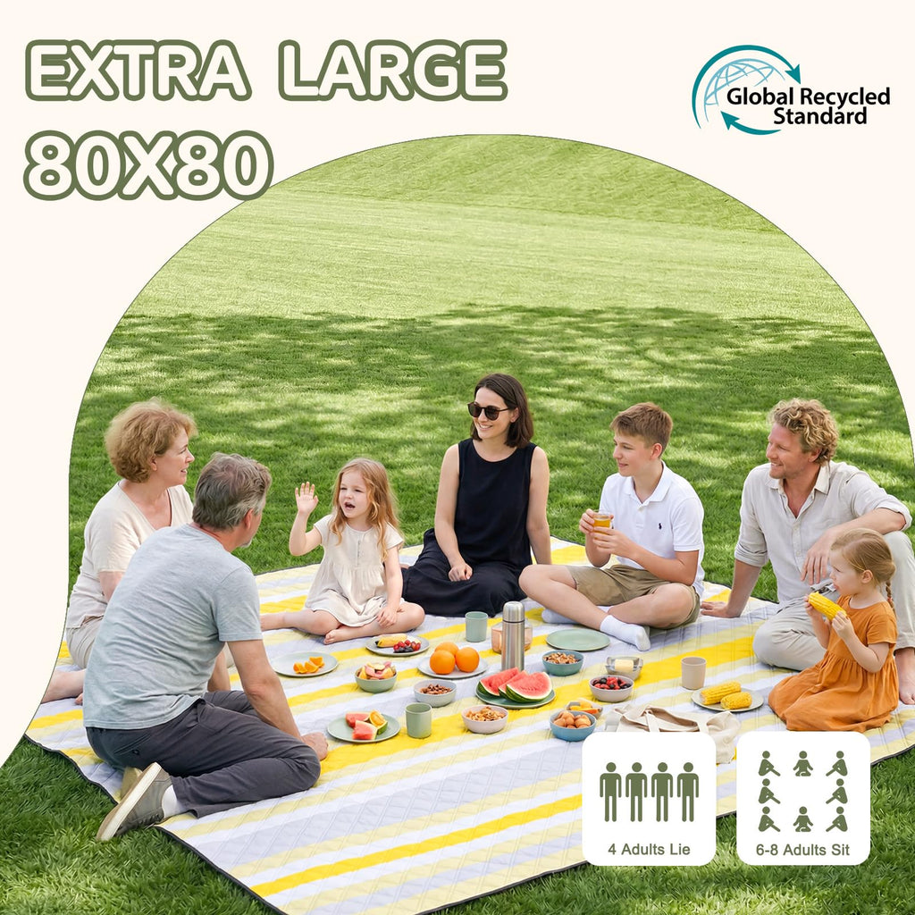 Genovega Waterproof Picnic Blanket Beach Outdoor Camping Mat Rug Extra Large Foldable Cute Big Travel Essential Accessories Gift Park Patio Lawn Garden Grass Play Music Festival Concert Must Have