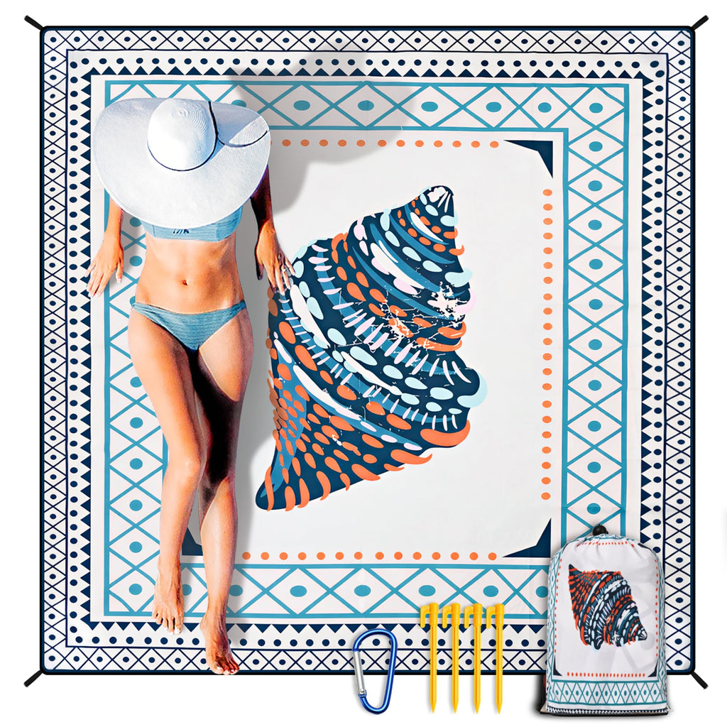 HIHOHO Beach Blanket Waterproof Sandproof Extra Large Beach Mat 79" X 83"/120"x108"for 1-8 Adults Quick Drying Durable Outdoor Picnic Mat for Beach Travel Camping Hiking