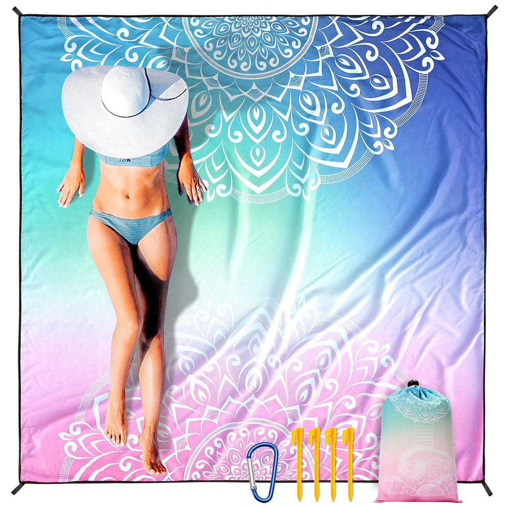 HIHOHO Beach Blanket Waterproof Sandproof Extra Large Beach Mat 79" X 83"/120"x108"for 1-8 Adults Quick Drying Durable Outdoor Picnic Mat for Beach Travel Camping Hiking