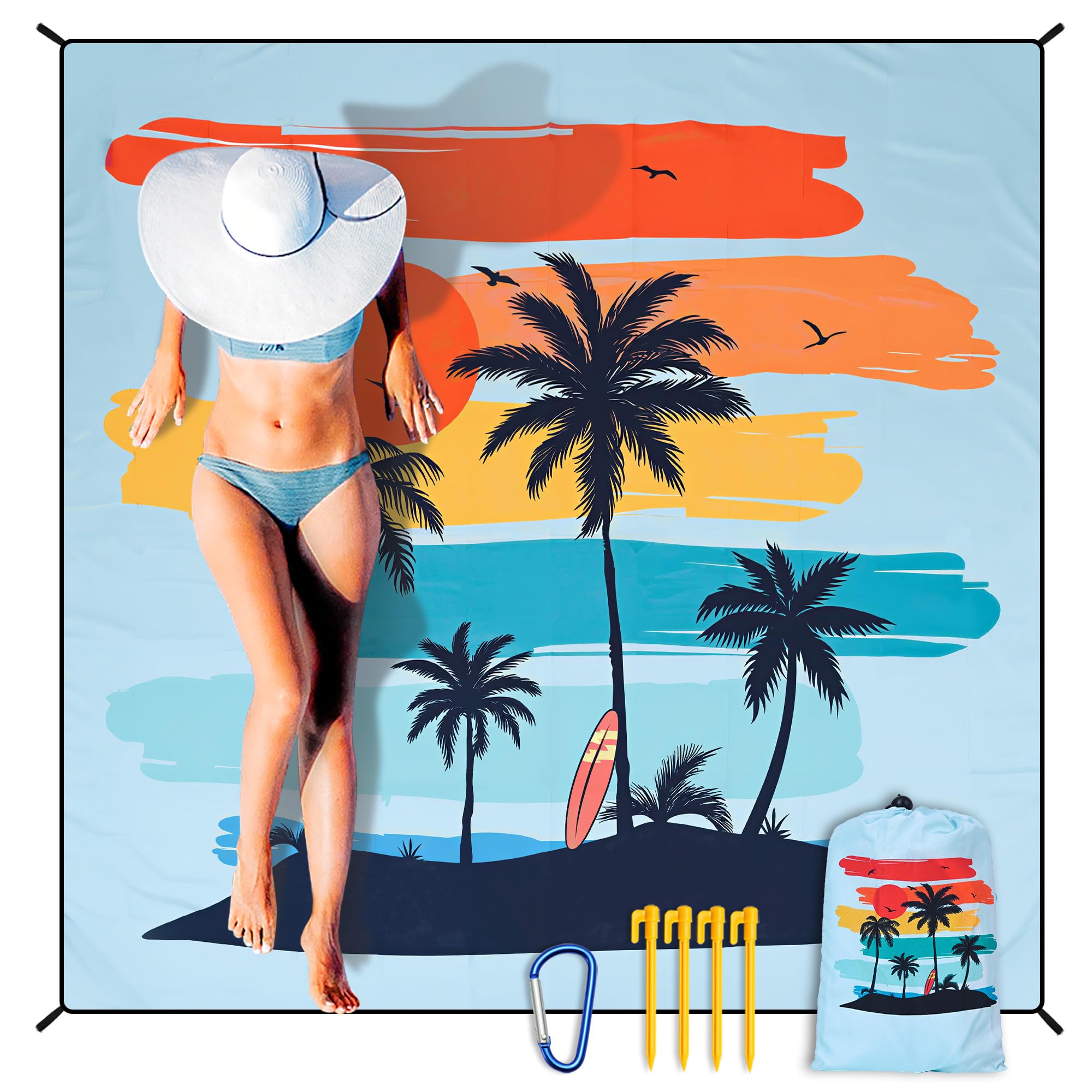 HIHOHO Beach Blanket Waterproof Sandproof Extra Large Beach Mat 79" X 83"/120"x108"for 1-8 Adults Quick Drying Durable Outdoor Picnic Mat for Beach Travel Camping Hiking